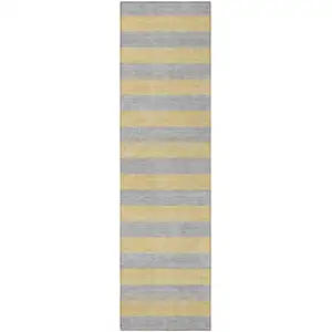 Photo of 8' Runner Silver Striped Washable Non Skid Indoor Outdoor Runner Rug
