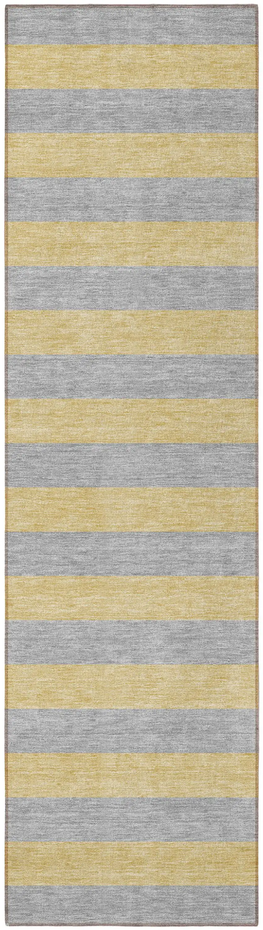 8' Runner Silver Striped Washable Non Skid Indoor Outdoor Runner Rug Photo 4
