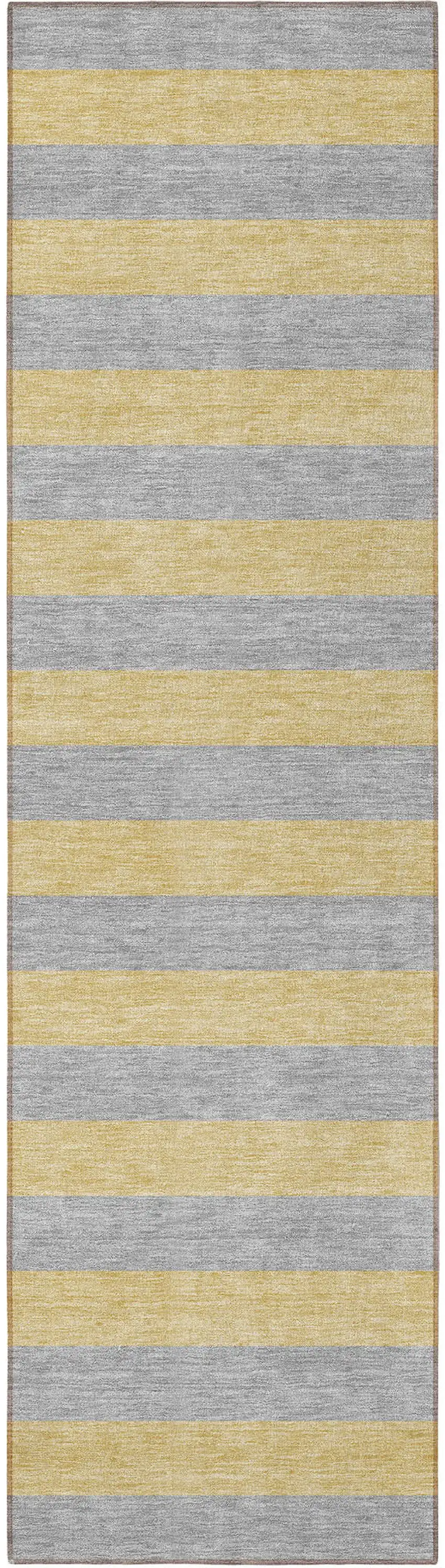 8' Runner Silver Striped Washable Non Skid Indoor Outdoor Runner Rug Photo 4