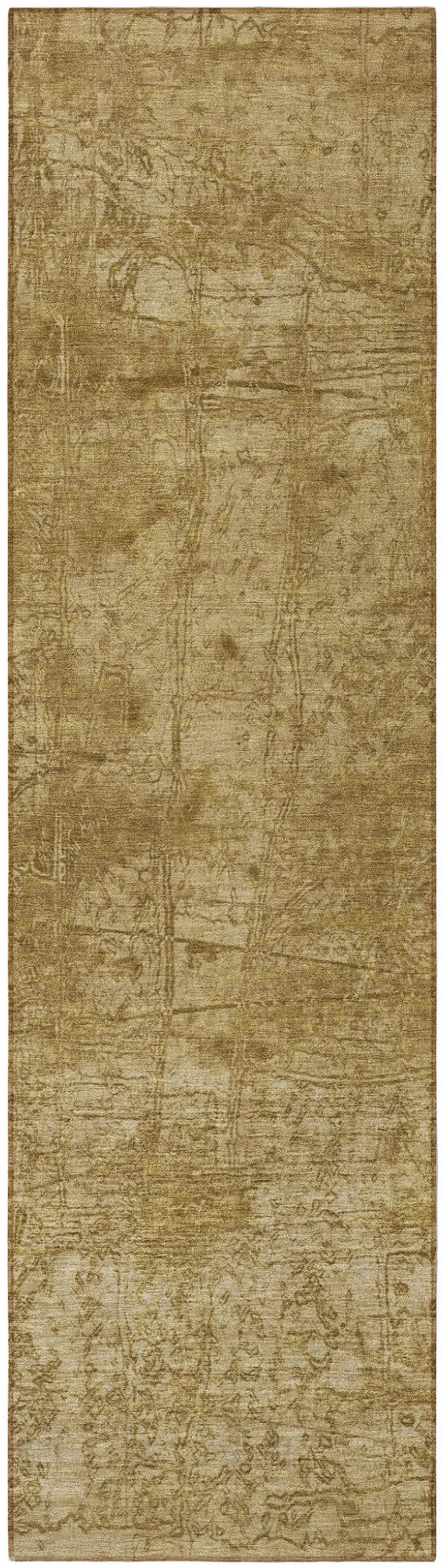 Tan Abstract Washable Non Skid Indoor Outdoor Runner Rug Photo 4