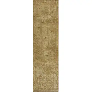 Photo of 8' Runner Tan Abstract Washable Non Skid Indoor Outdoor Runner Rug