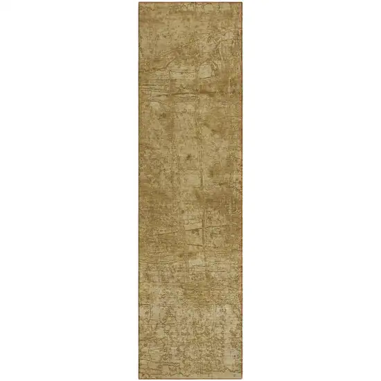 Tan Abstract Washable Non Skid Indoor Outdoor Runner Rug Photo 2