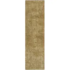 Photo of 8' Runner Tan Abstract Washable Non Skid Indoor Outdoor Runner Rug