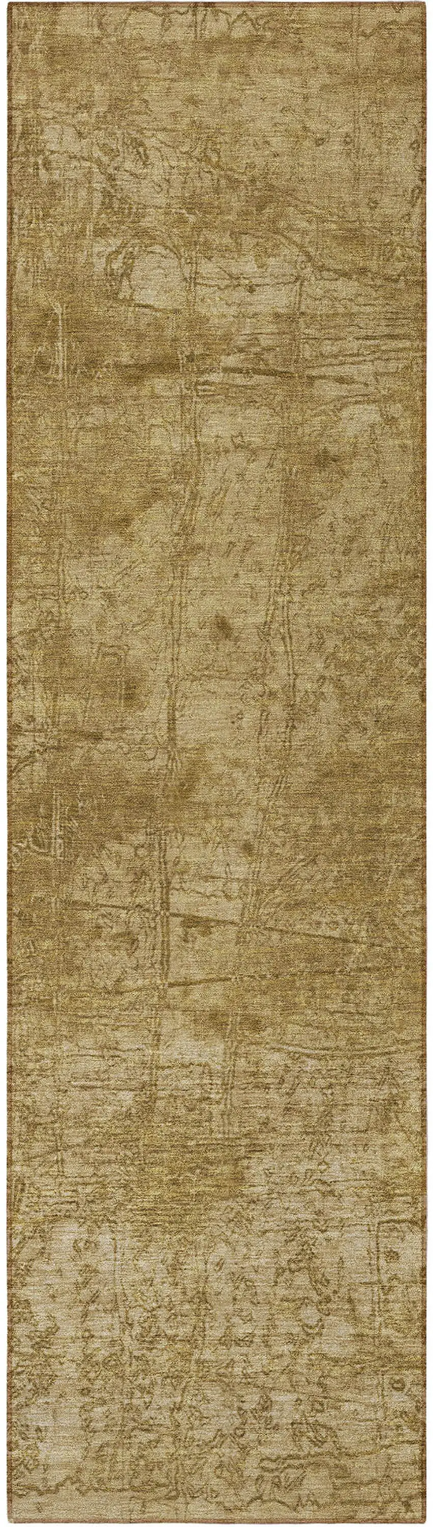 8' Runner Tan Abstract Washable Non Skid Indoor Outdoor Runner Rug Photo 5