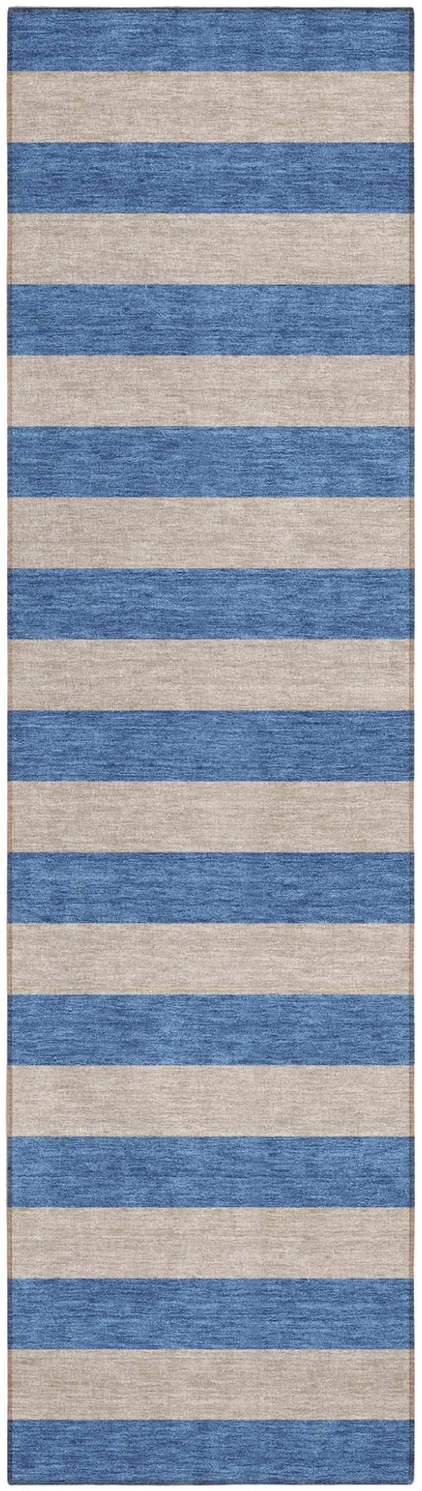 Tan Striped Washable Non Skid Indoor Outdoor Runner Rug Photo 2