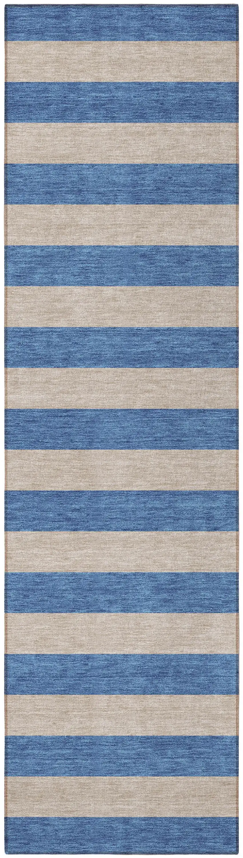 8' Runner Tan Striped Washable Non Skid Indoor Outdoor Runner Rug Photo 5
