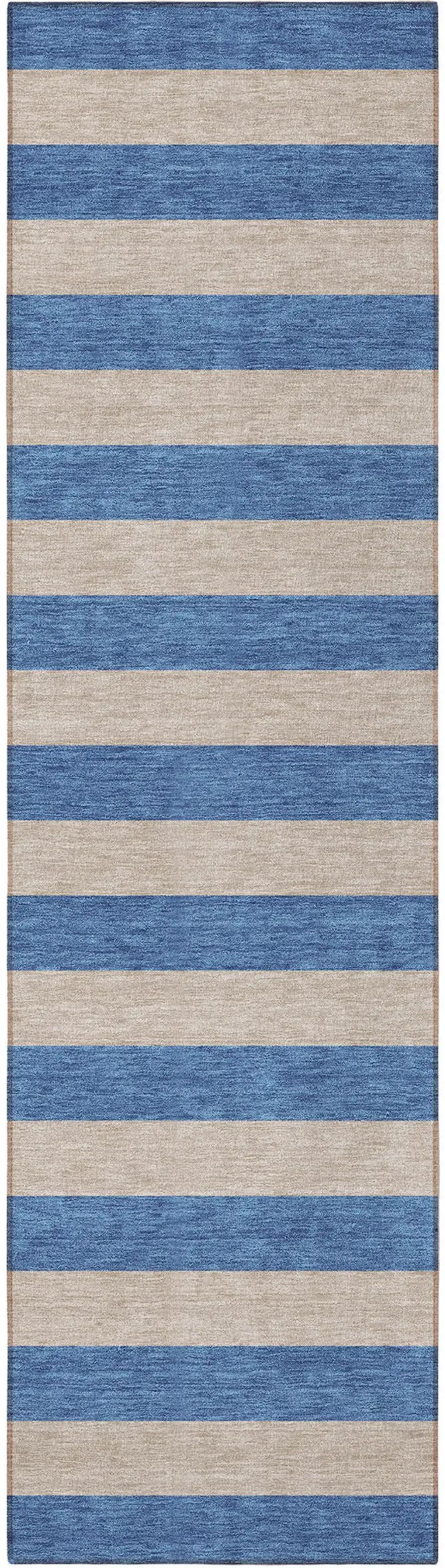 8' Runner Tan Striped Washable Non Skid Indoor Outdoor Runner Rug Photo 4