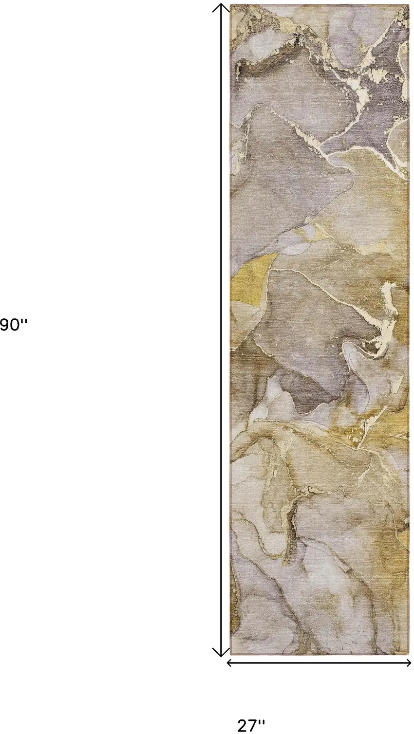 8' Runner Taupe Abstract Washable Non Skid Indoor Outdoor Runner Rug Photo 3