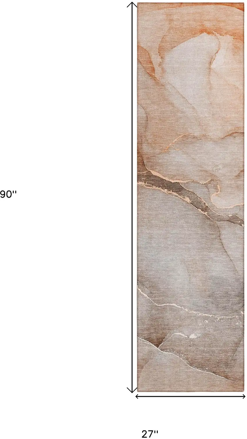 8' Runner Taupe Abstract Washable Non Skid Indoor Outdoor Runner Rug Photo 3
