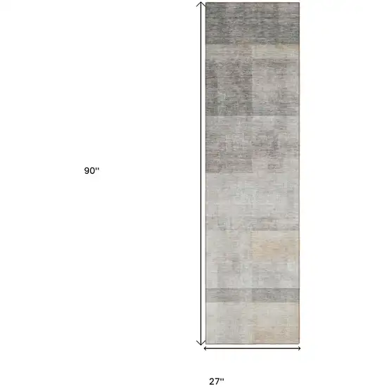 8' Runner Taupe Ombre Washable Non Skid Indoor Outdoor Runner Rug Photo 3