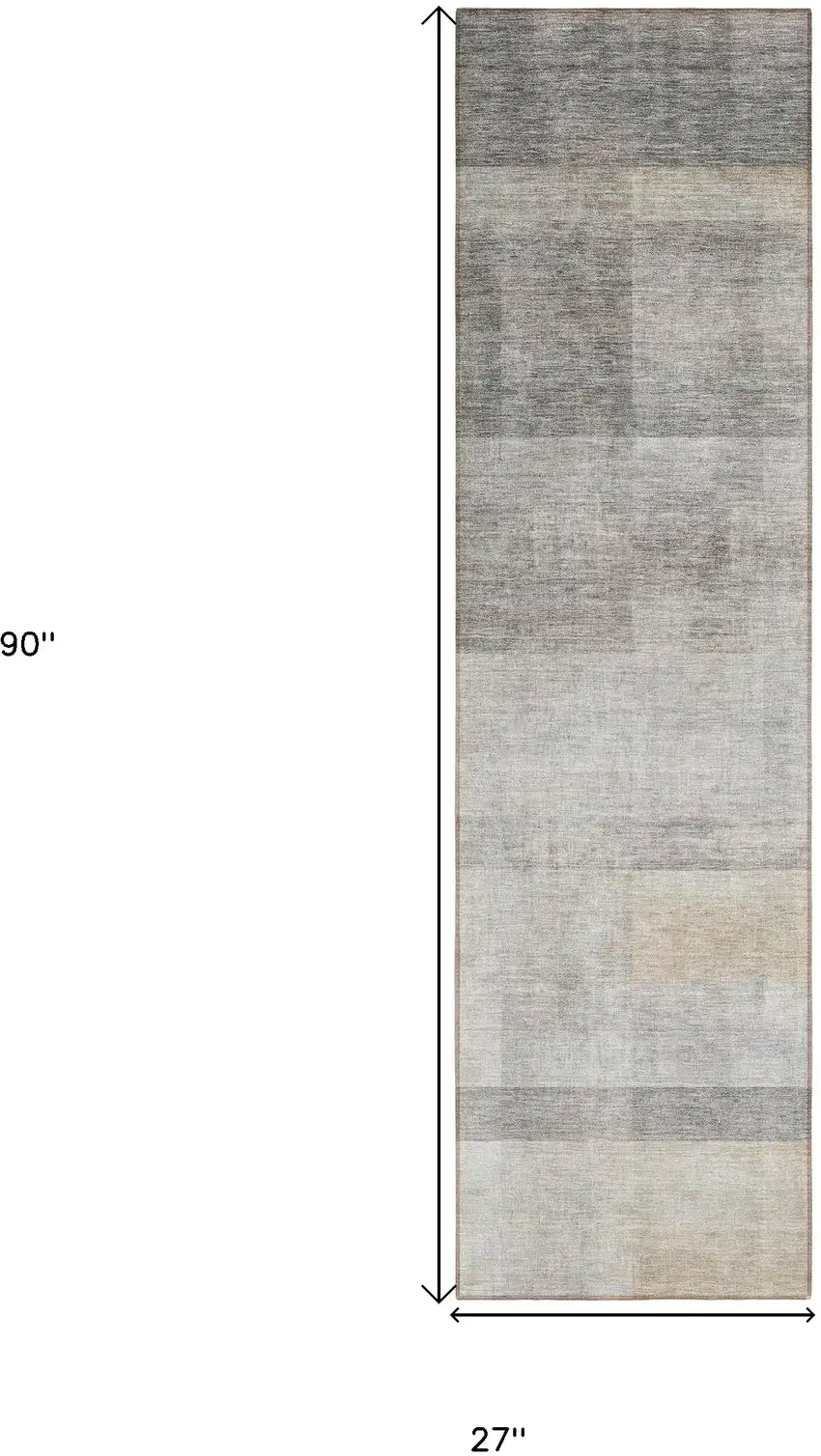 8' Runner Taupe Ombre Washable Non Skid Indoor Outdoor Runner Rug Photo 3