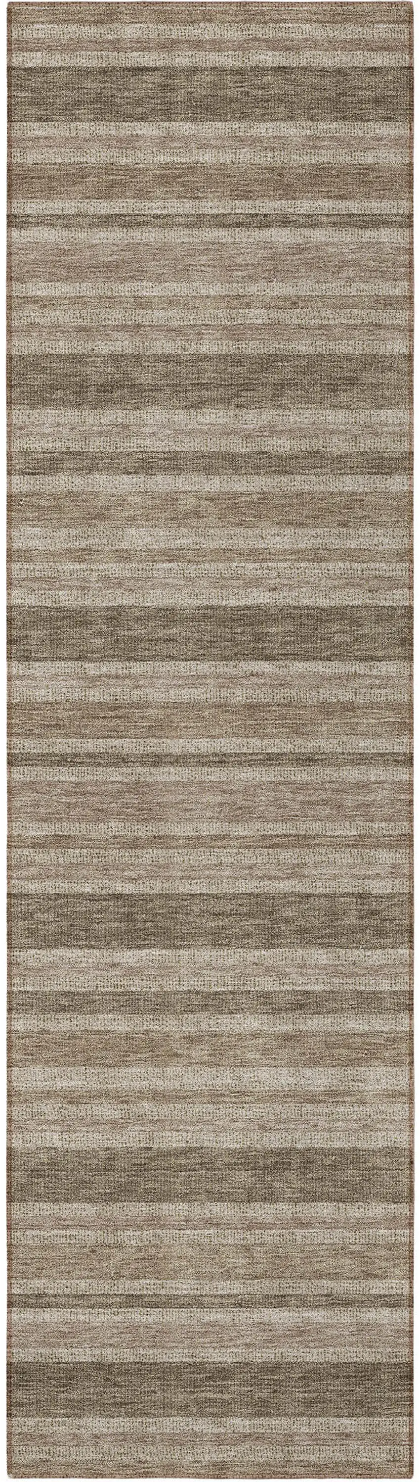 8' Runner Taupe Striped Washable Non Skid Indoor Outdoor Runner Rug Photo 3