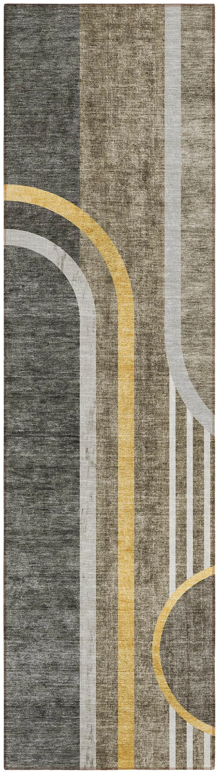 Gray Green and Gold Abstract Washable Non Skid Indoor Outdoor Area Rug Photo 2