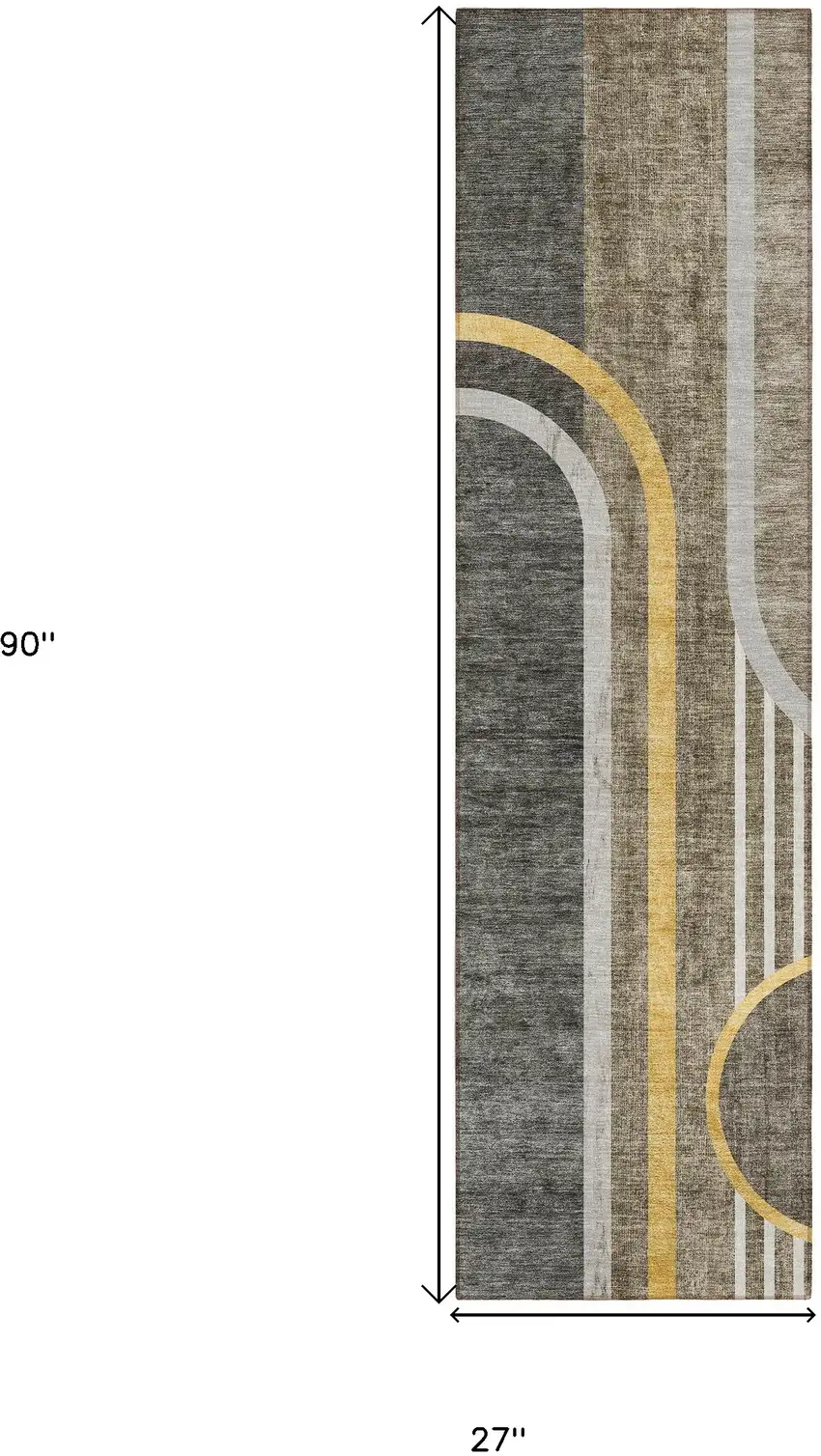 8' Runner Taupe and Gray Abstract Washable Non Skid Indoor Outdoor Runner Rug Photo 8