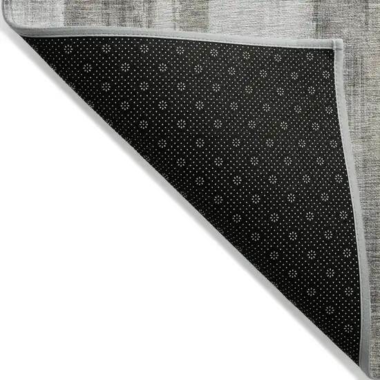 8' Taupe And Gray Abstract Washable Indoor Outdoor Runner Rug Photo 4