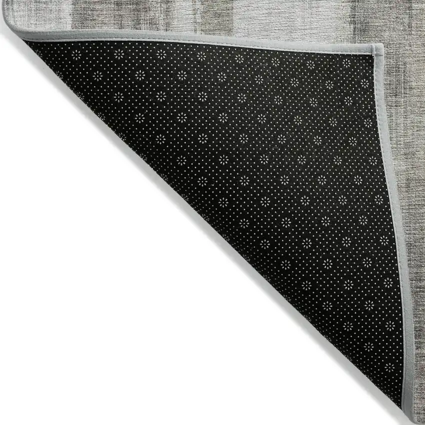 8' Taupe And Gray Abstract Washable Indoor Outdoor Runner Rug Photo 4
