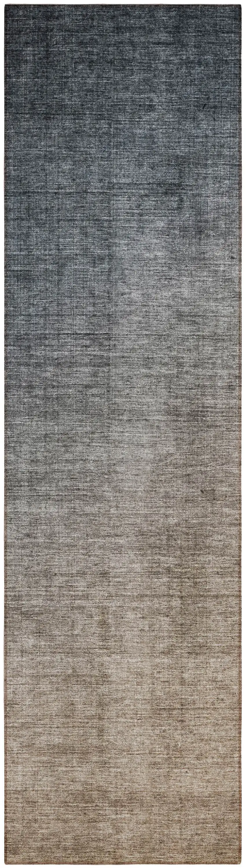 8' Runner Taupe and Gray Ombre Washable Non Skid Indoor Outdoor Runner Rug Photo 2