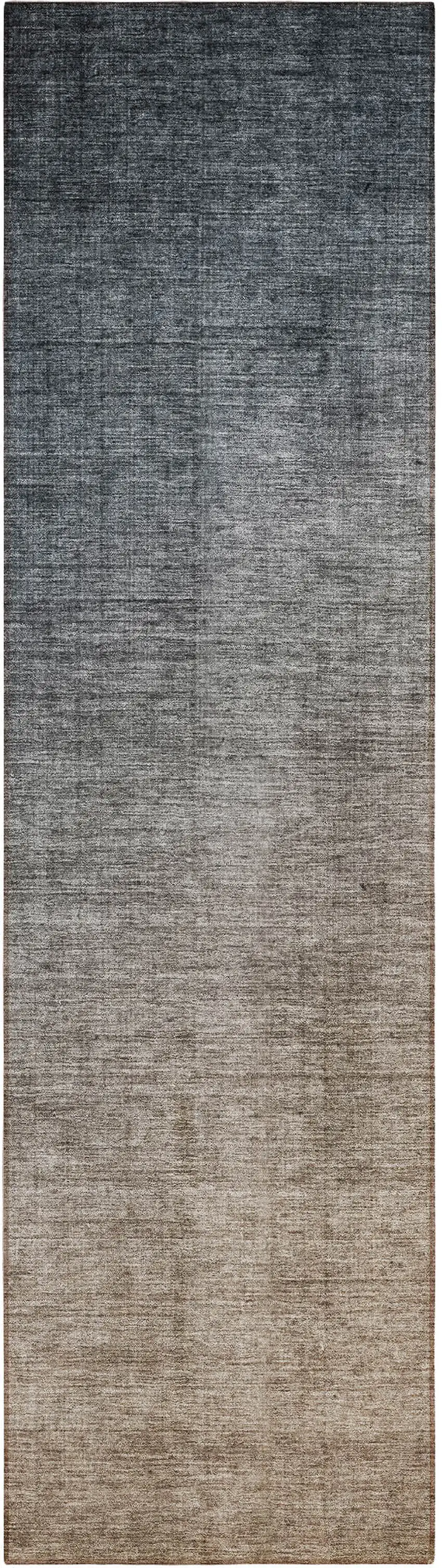 8' Runner Taupe and Gray Ombre Washable Non Skid Indoor Outdoor Runner Rug Photo 2