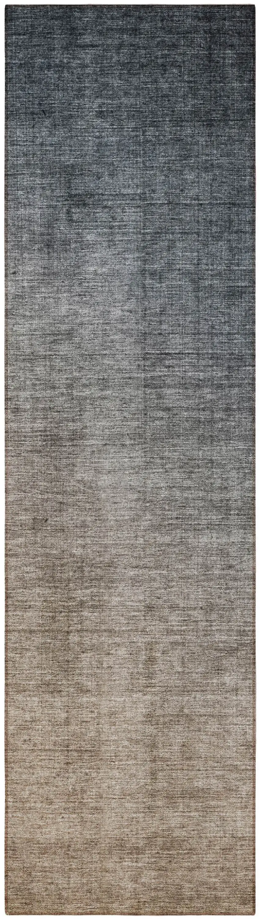 8' Runner Taupe and Gray Ombre Washable Non Skid Indoor Outdoor Runner Rug Photo 5