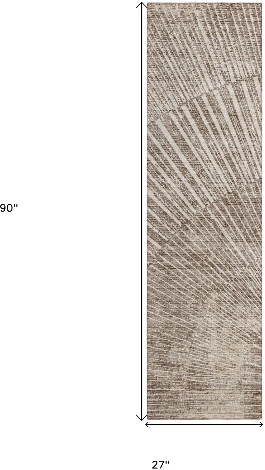 Taupe and Ivory Abstract Washable Non Skid Indoor Outdoor Runner Rug Photo 3