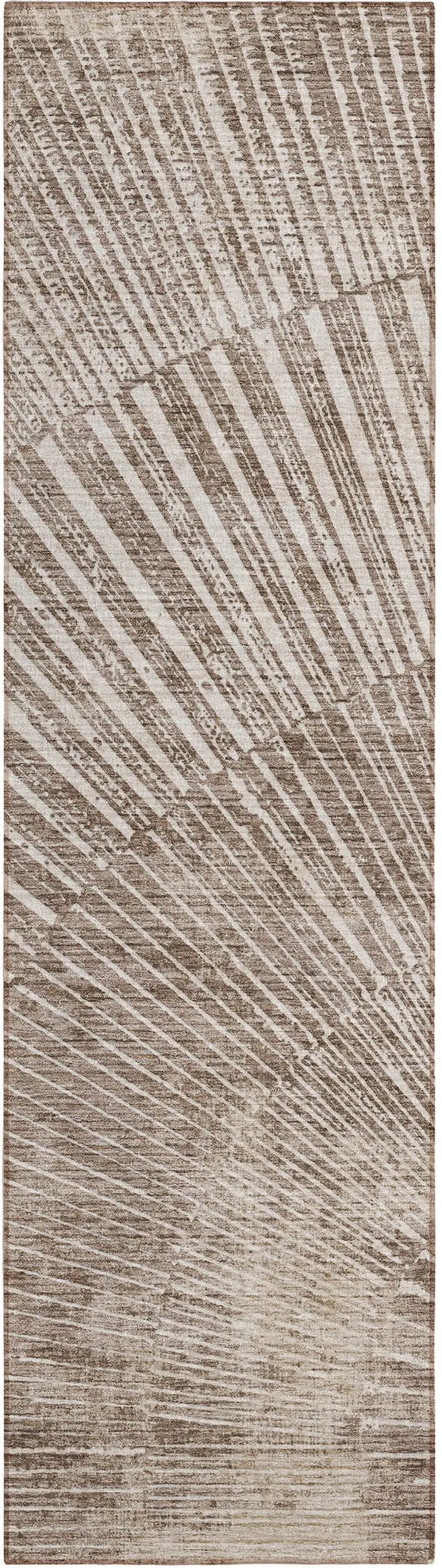 Taupe and Ivory Abstract Washable Non Skid Indoor Outdoor Runner Rug Photo 2
