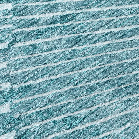 Teal Abstract Washable Non Skid Indoor Outdoor Runner Rug Photo 8