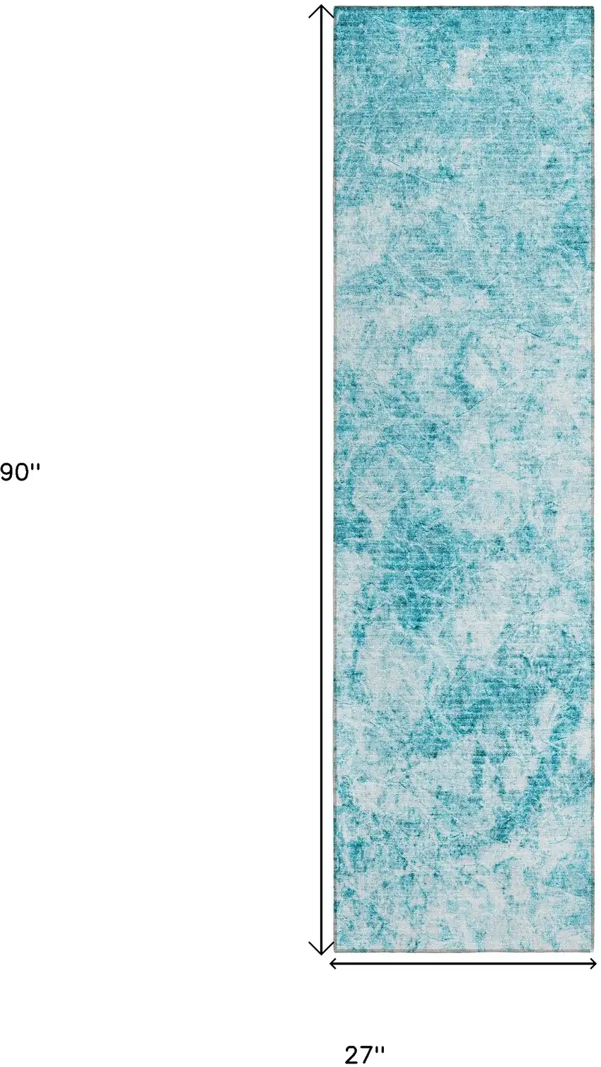 Teal Abstract Washable Non Skid Indoor Outdoor Runner Rug Photo 3