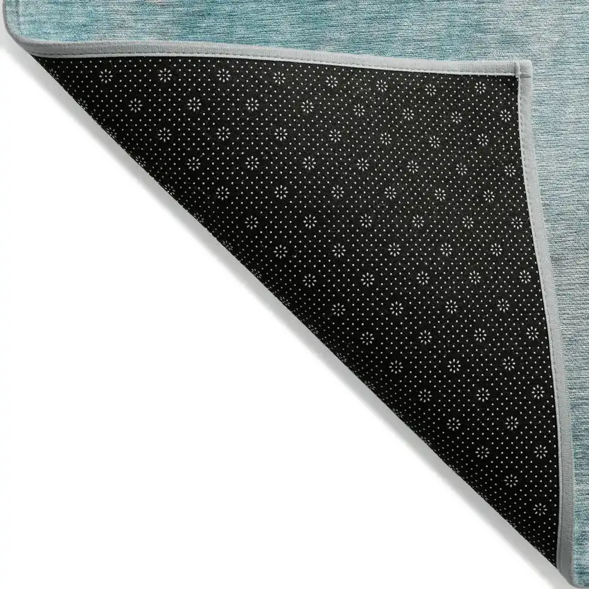 Teal Abstract Washable Non Skid Indoor Outdoor Runner Rug Photo 5