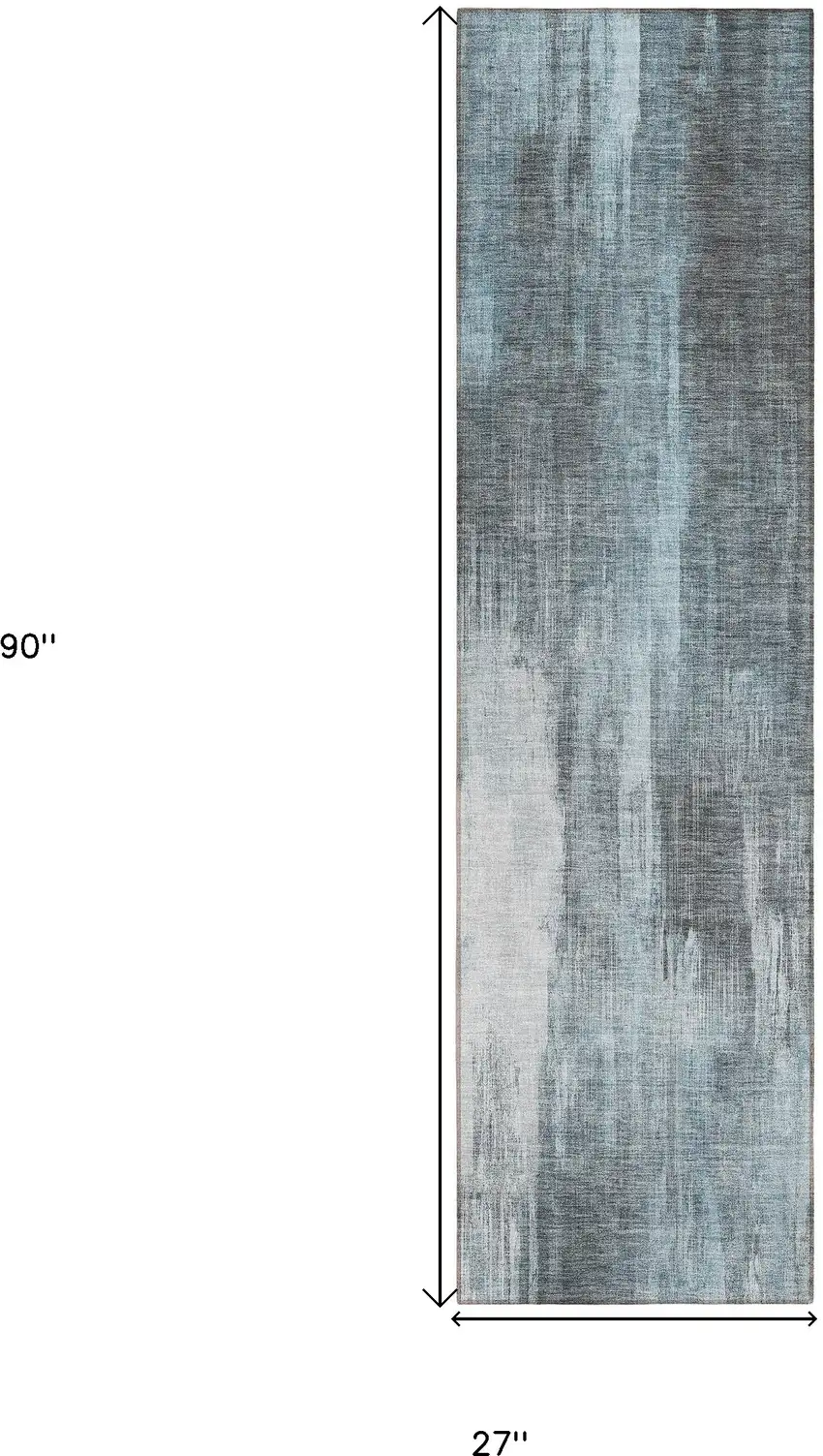 8' Runner Teal Abstract Washable Non Skid Indoor Outdoor Runner Rug Photo 3