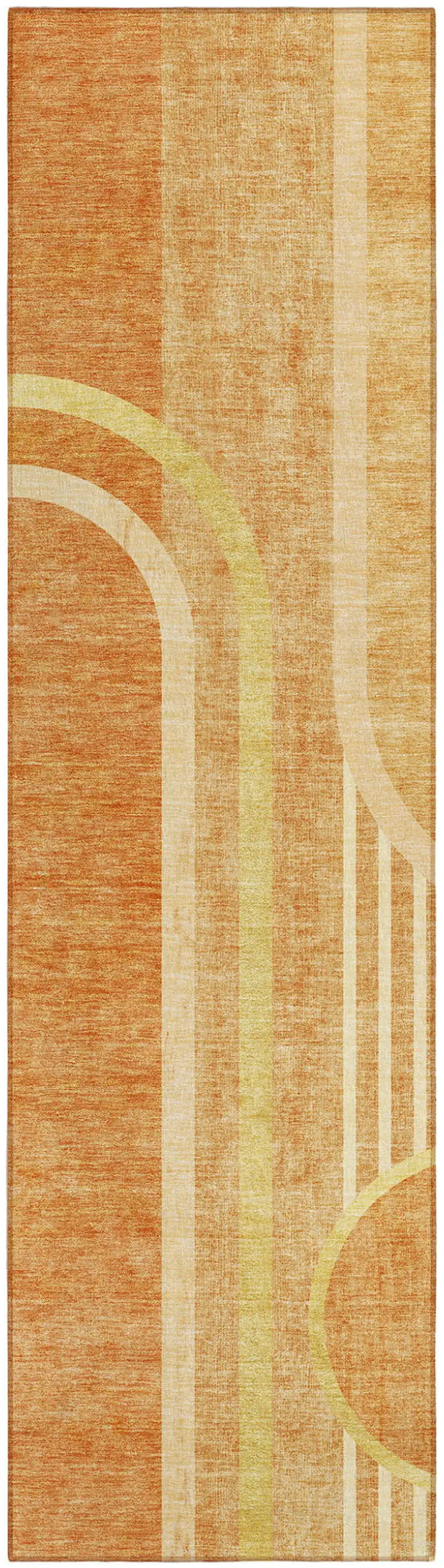 8' Runner Terra Cotta Abstract Washable Non Skid Indoor Outdoor Runner Rug Photo 1