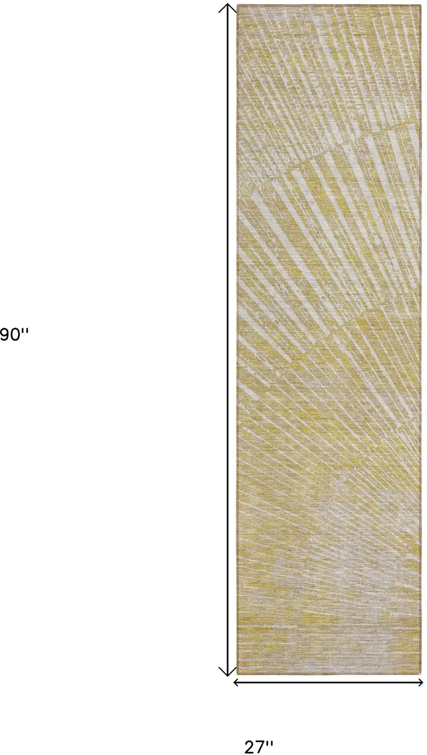 Wheat Abstract Washable Non Skid Indoor Outdoor Runner Rug Photo 3