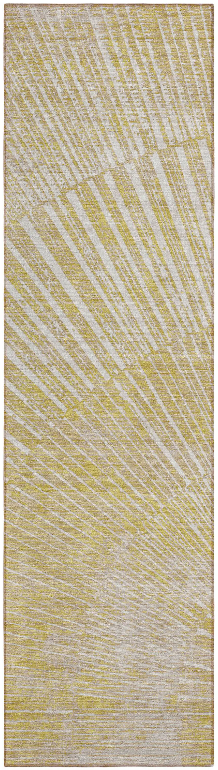 8' Runner Wheat Abstract Washable Non Skid Indoor Outdoor Runner Rug Photo 2