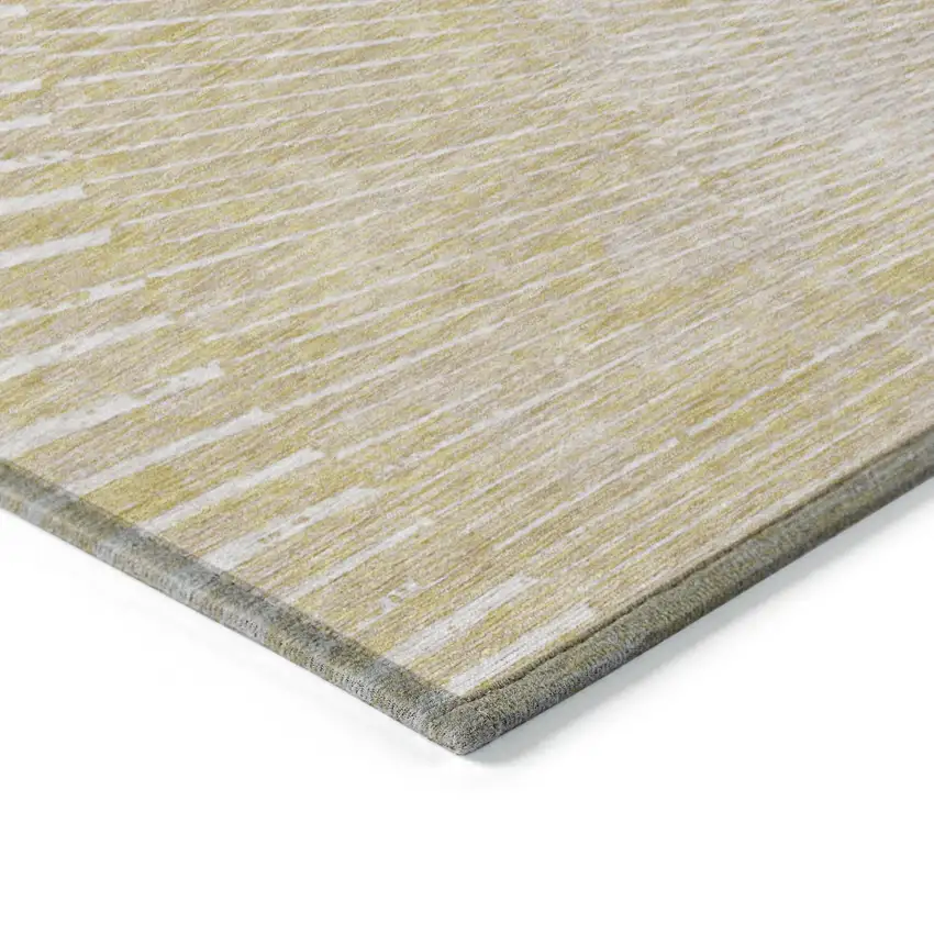 8' Runner Wheat Abstract Washable Non Skid Indoor Outdoor Runner Rug Photo 7