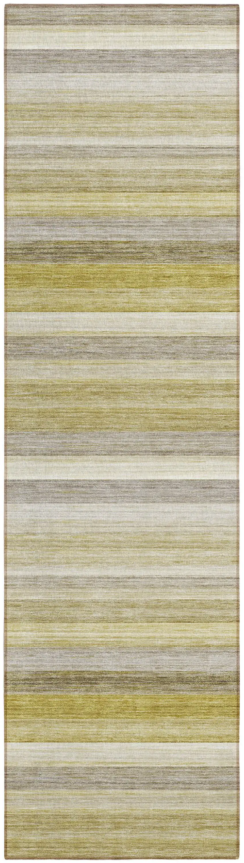 Yellow Beige and Gray Striped Washable Non Skid Indoor Outdoor Area Rug Photo 2