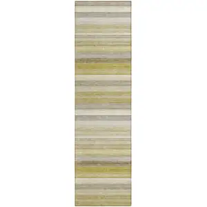 Photo of 8' Runner Wheat Striped Washable Non Skid Indoor Outdoor Runner Rug