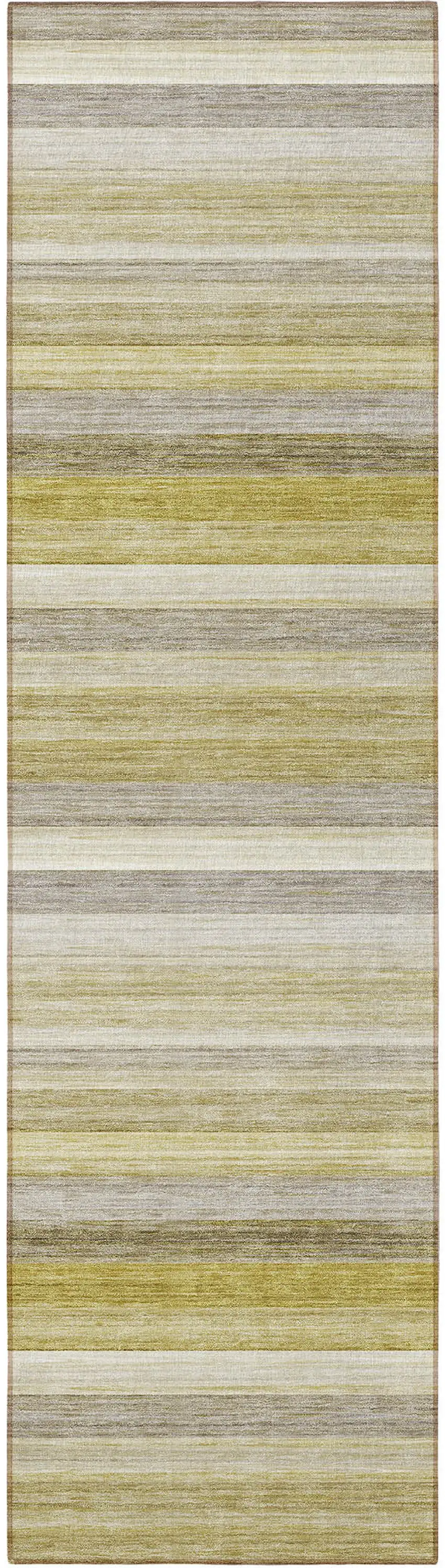 8' Runner Wheat Striped Washable Non Skid Indoor Outdoor Runner Rug Photo 2