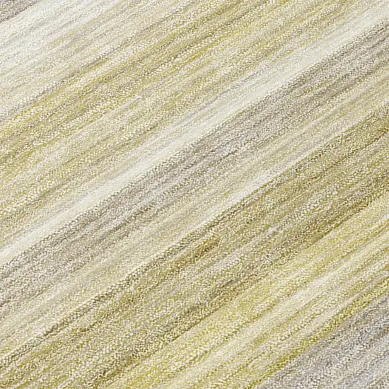 Yellow Beige and Gray Striped Washable Non Skid Indoor Outdoor Area Rug Photo 8