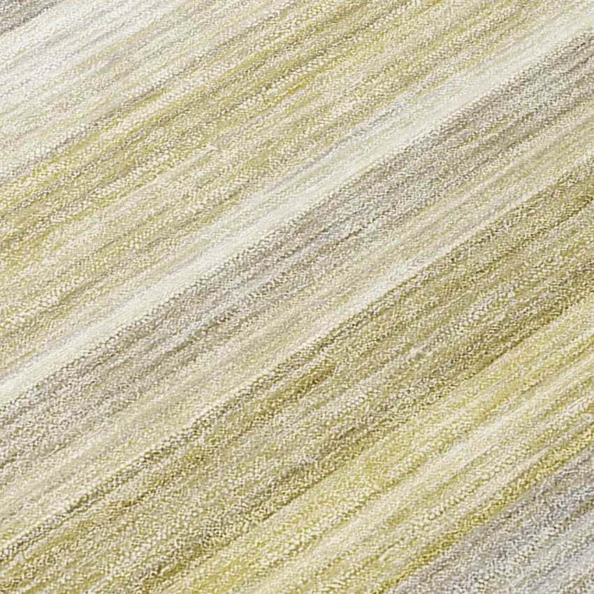 Yellow Beige and Gray Striped Washable Non Skid Indoor Outdoor Area Rug Photo 8