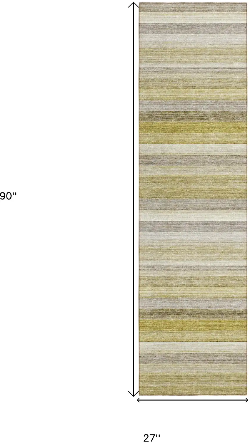 Yellow Beige and Gray Striped Washable Non Skid Indoor Outdoor Area Rug Photo 3