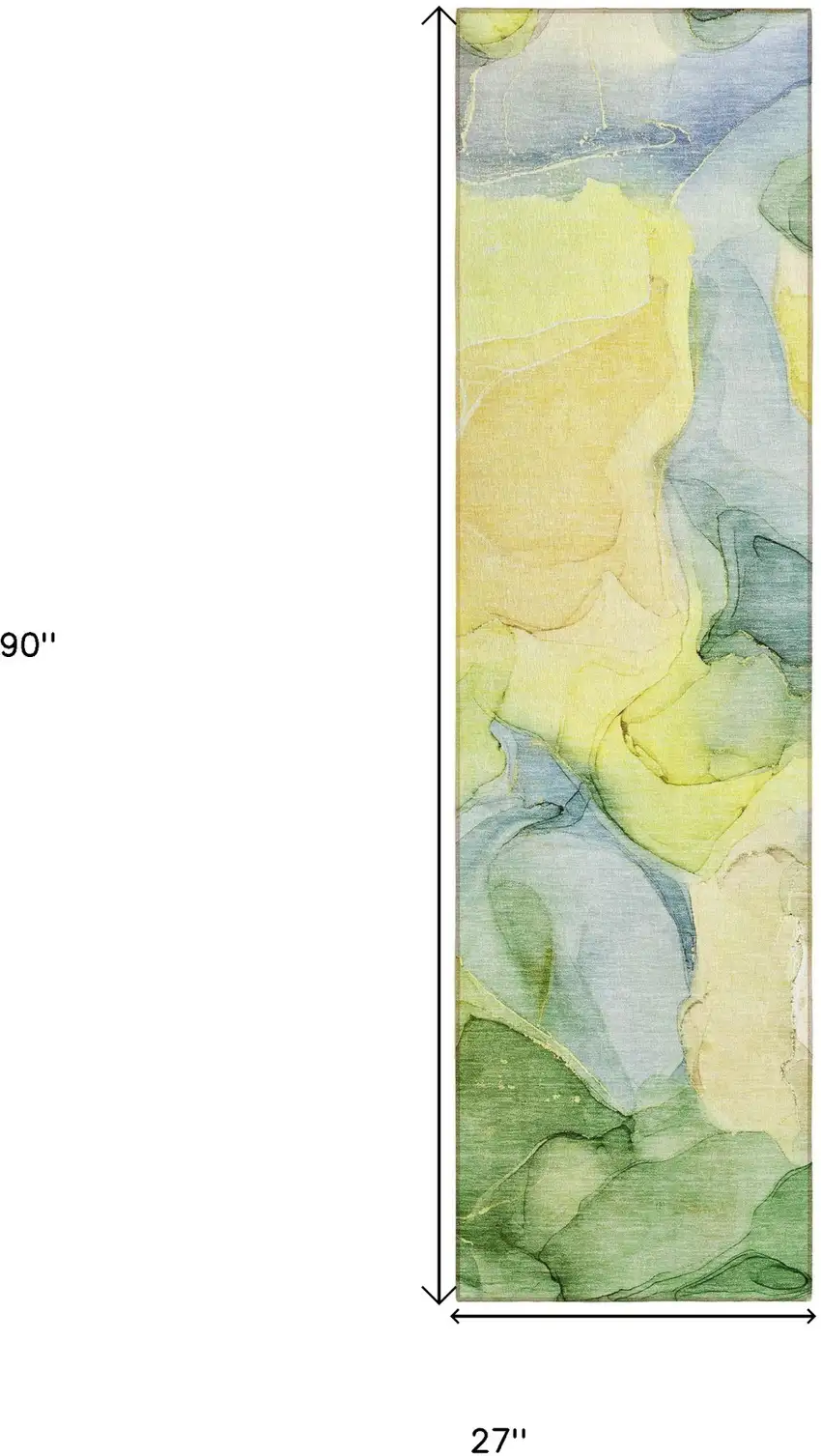 8' Runner Yellow Abstract Washable Non Skid Indoor Outdoor Runner Rug Photo 3