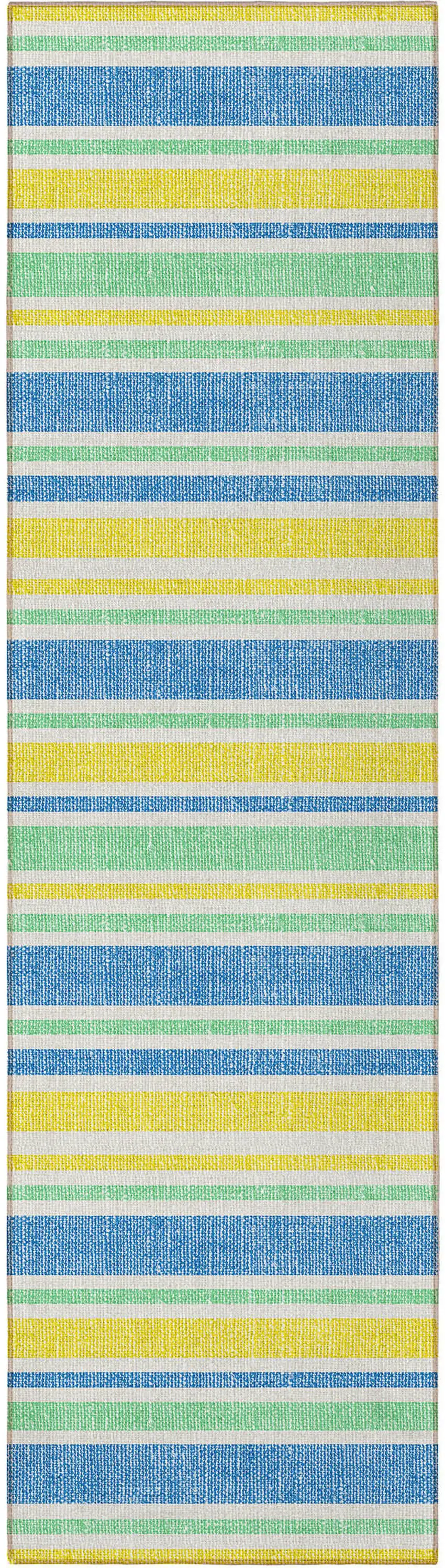 8' Runner Yellow Striped Washable Non Skid Indoor Outdoor Runner Rug Photo 3