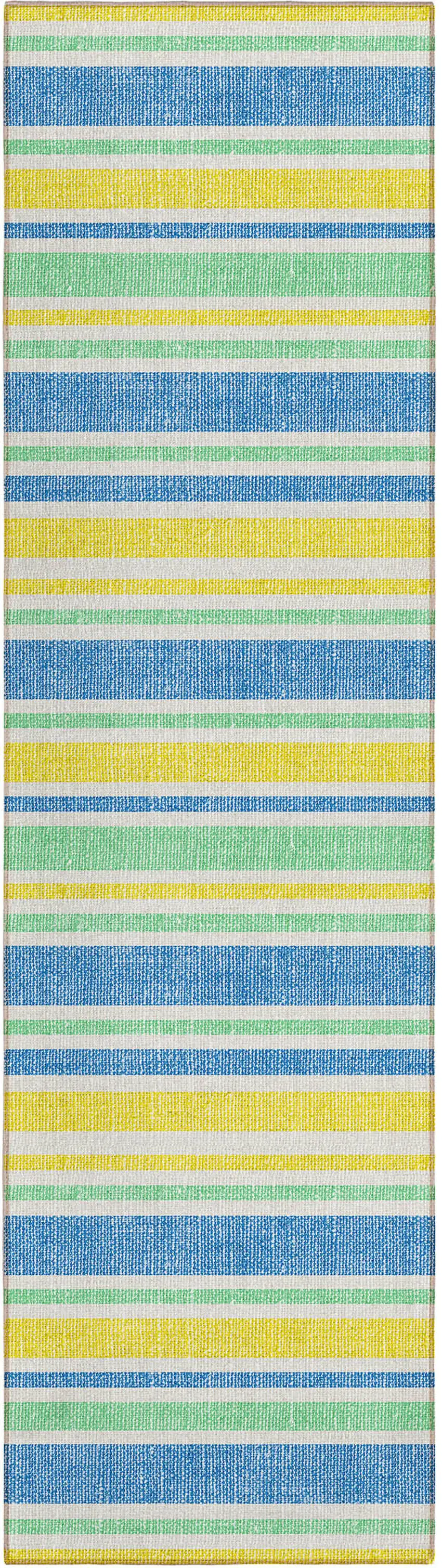 8' Runner Yellow Striped Washable Non Skid Indoor Outdoor Runner Rug Photo 1