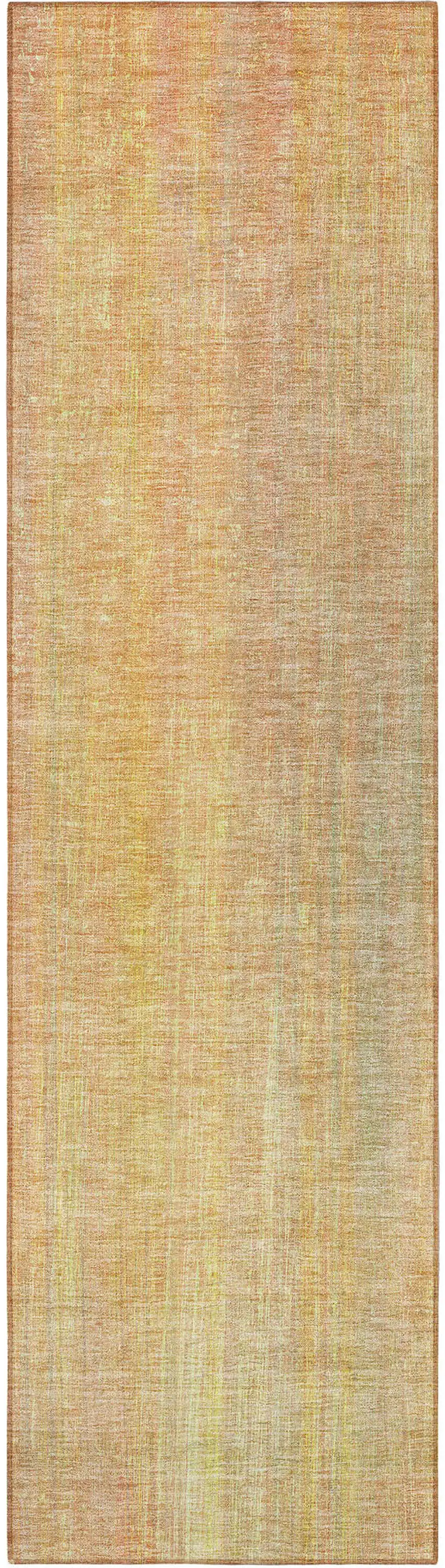 Yellow and Orange Striped Washable Non Skid Indoor Outdoor Runner Rug Photo 5
