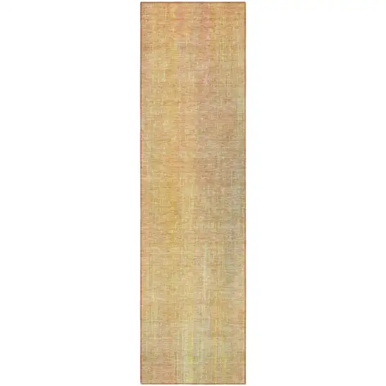 Yellow and Orange Striped Washable Non Skid Indoor Outdoor Runner Rug Photo 4