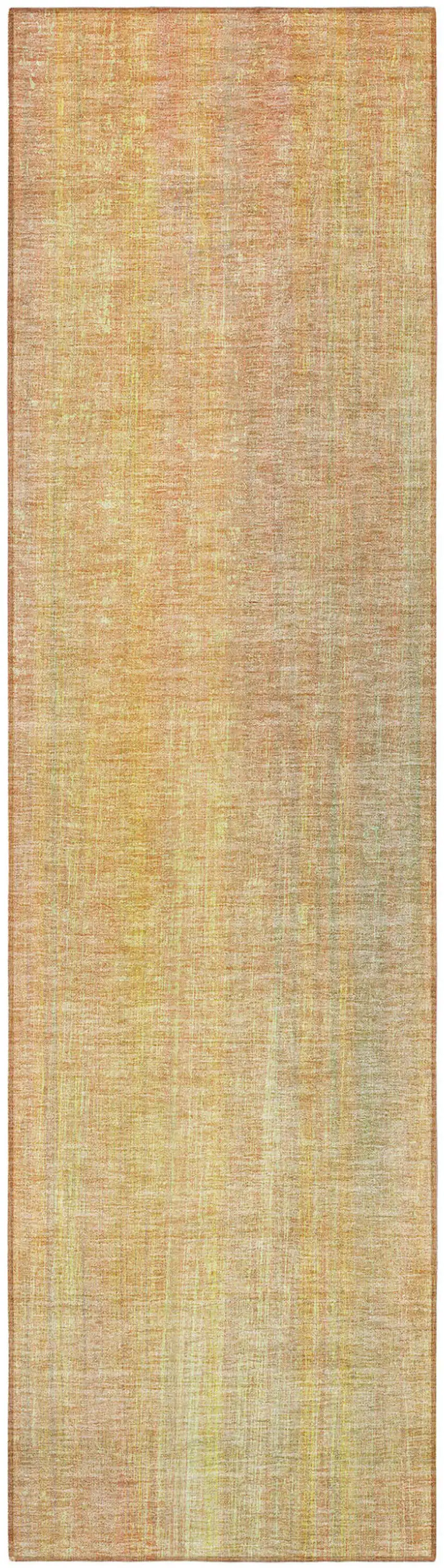 Yellow and Orange Striped Washable Non Skid Indoor Outdoor Runner Rug Photo 4