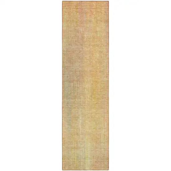 Yellow and Orange Striped Washable Non Skid Indoor Outdoor Runner Rug Photo 2