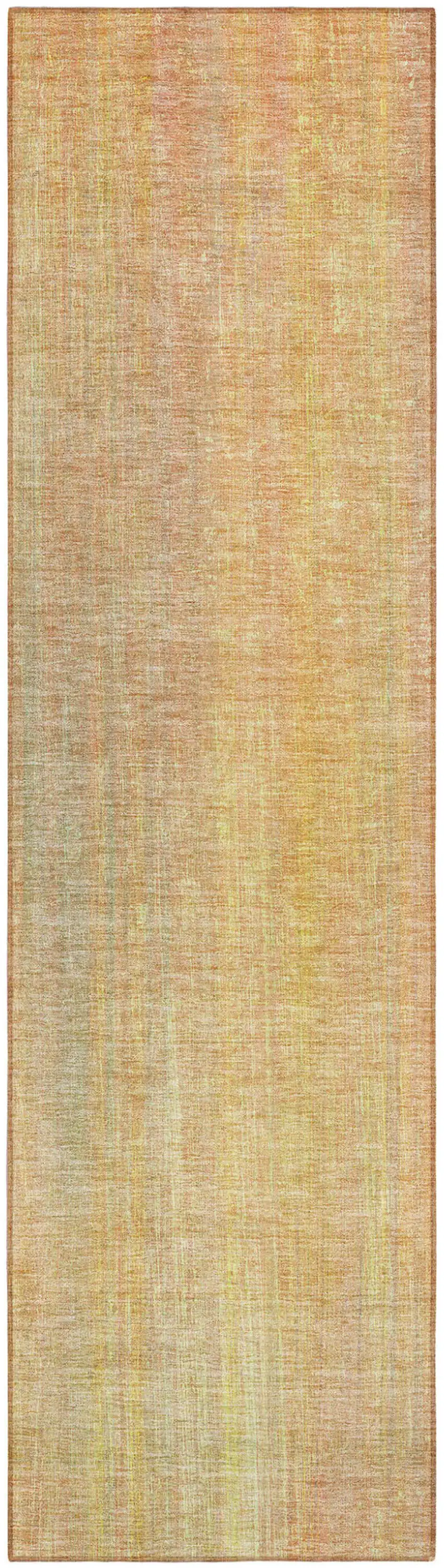 Yellow and Orange Striped Washable Non Skid Indoor Outdoor Runner Rug Photo 2