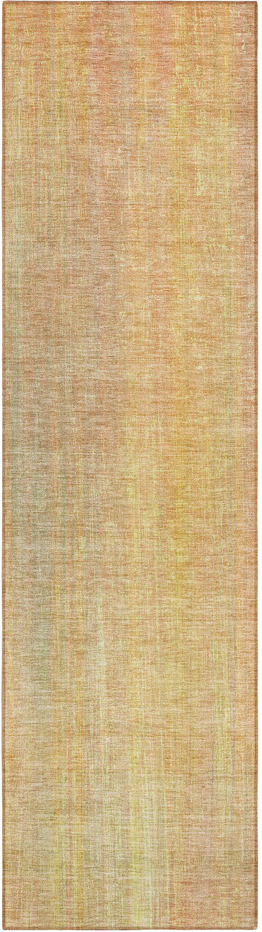 Yellow and Orange Striped Washable Non Skid Indoor Outdoor Runner Rug Photo 2