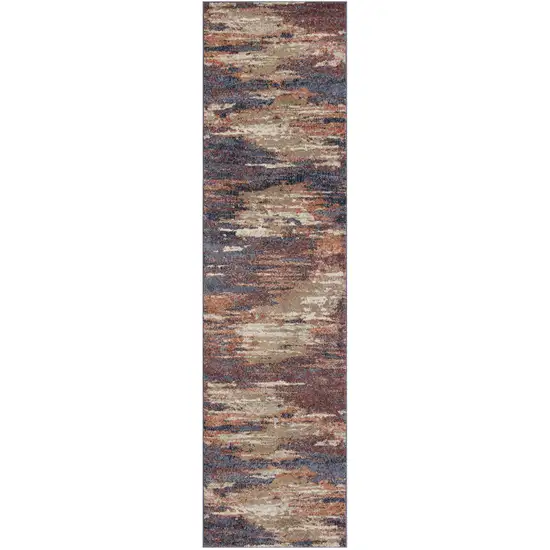 10' Rust Abstract Power Loom Runner Rug Photo 1