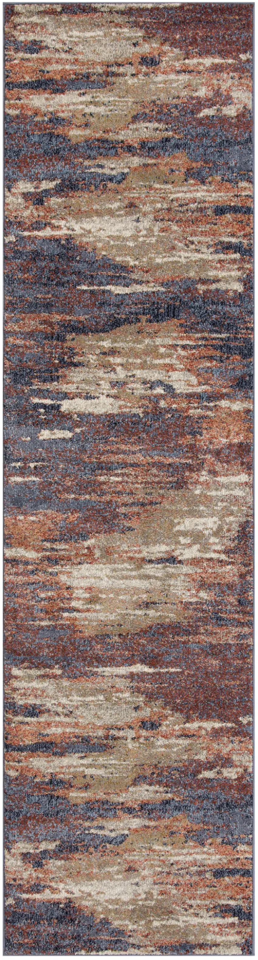 10' Rust Abstract Power Loom Runner Rug Photo 1